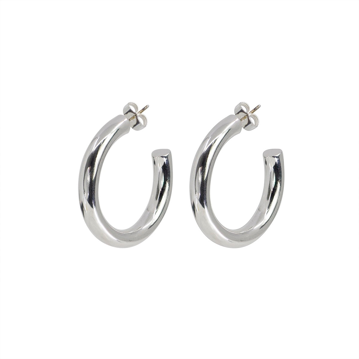 MAYAMAR Silver Everyday Tube Hoops 1" (MM-00855)