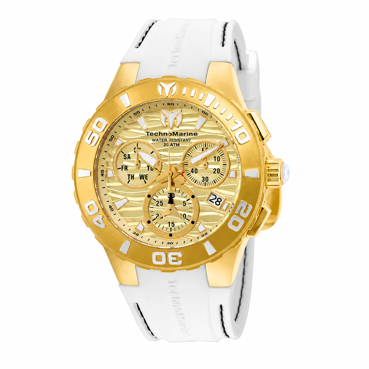 TechnoMarine Cruise Medusa Swiss Ronda Z60 Caliber Men's Watch - 44mm, White (TM-115078)