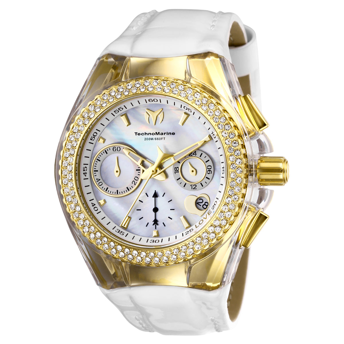 TechnoMarine Cruise Valentine Women's Watch - 40mm, White, Black with Interchangeable Strap (TM-117046)