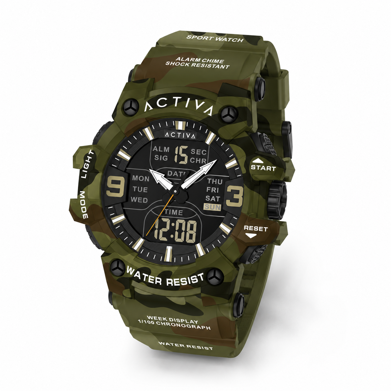 Activa Vulkor X Invicta Digital Men's Watch - 53mm. Camouflage. Green (ACW8049MC-001)