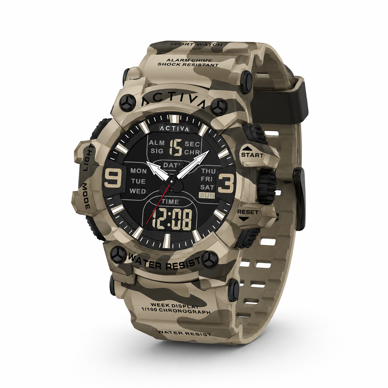 Activa Vulkor X Invicta Digital Men's Watch - 53mm. Camouflage. Tan (ACW8049MC-002)