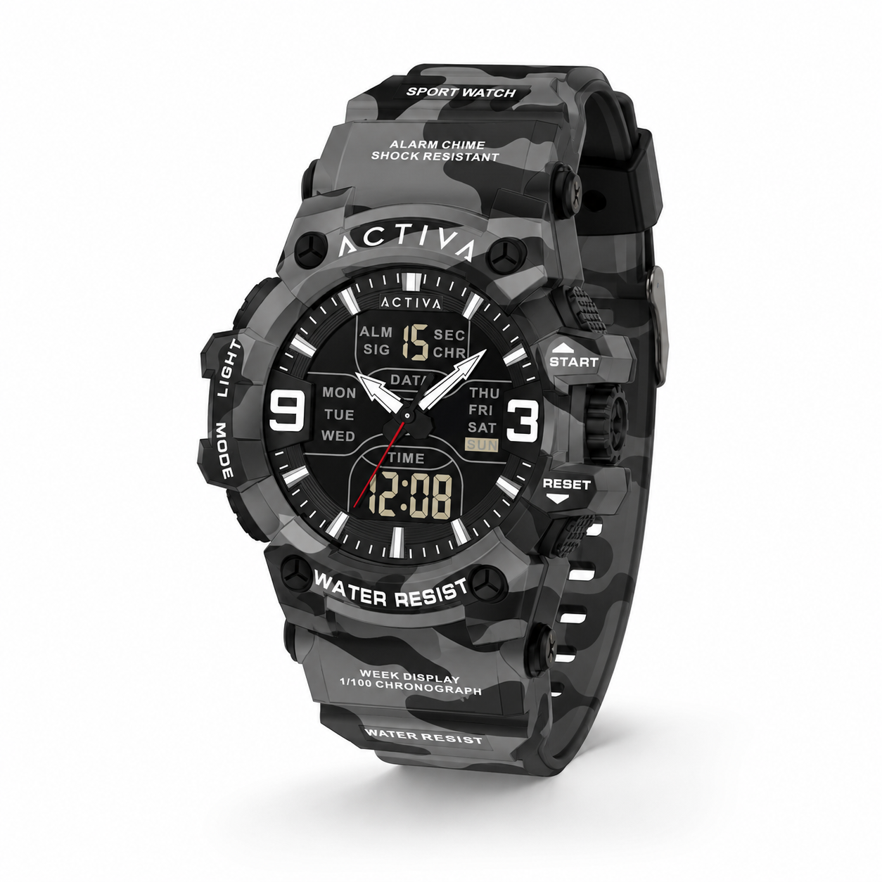 Activa Vulkor X Invicta Digital Men's Watch - 53mm. Camouflage. Grey (ACW8049MC-003)