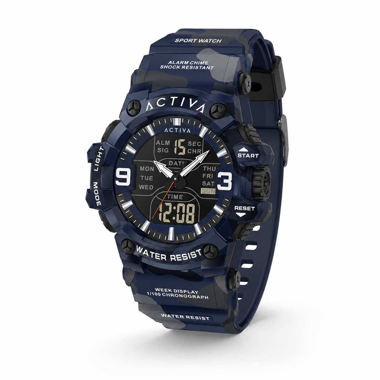 Activa Vulkor X Invicta Digital Men's Watch - 53mm. Camouflage. Blue (ACW8049MC-004)