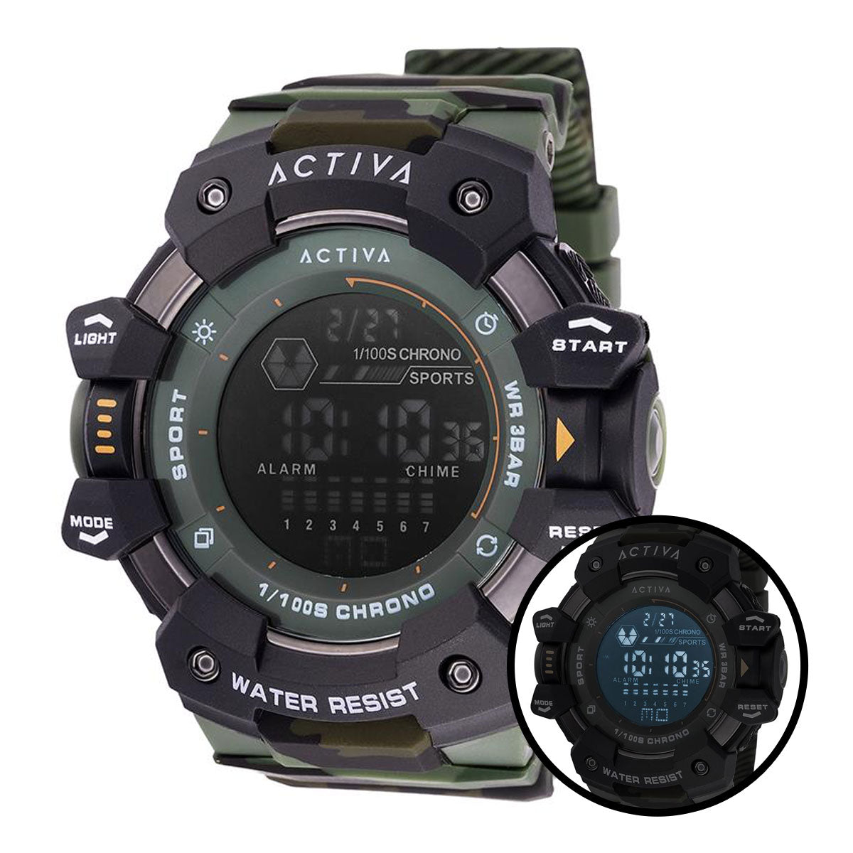 Activa Armour X Invicta Men's Digital Watch - 50mm. Camouflage. Green (ACW8050MC-004)