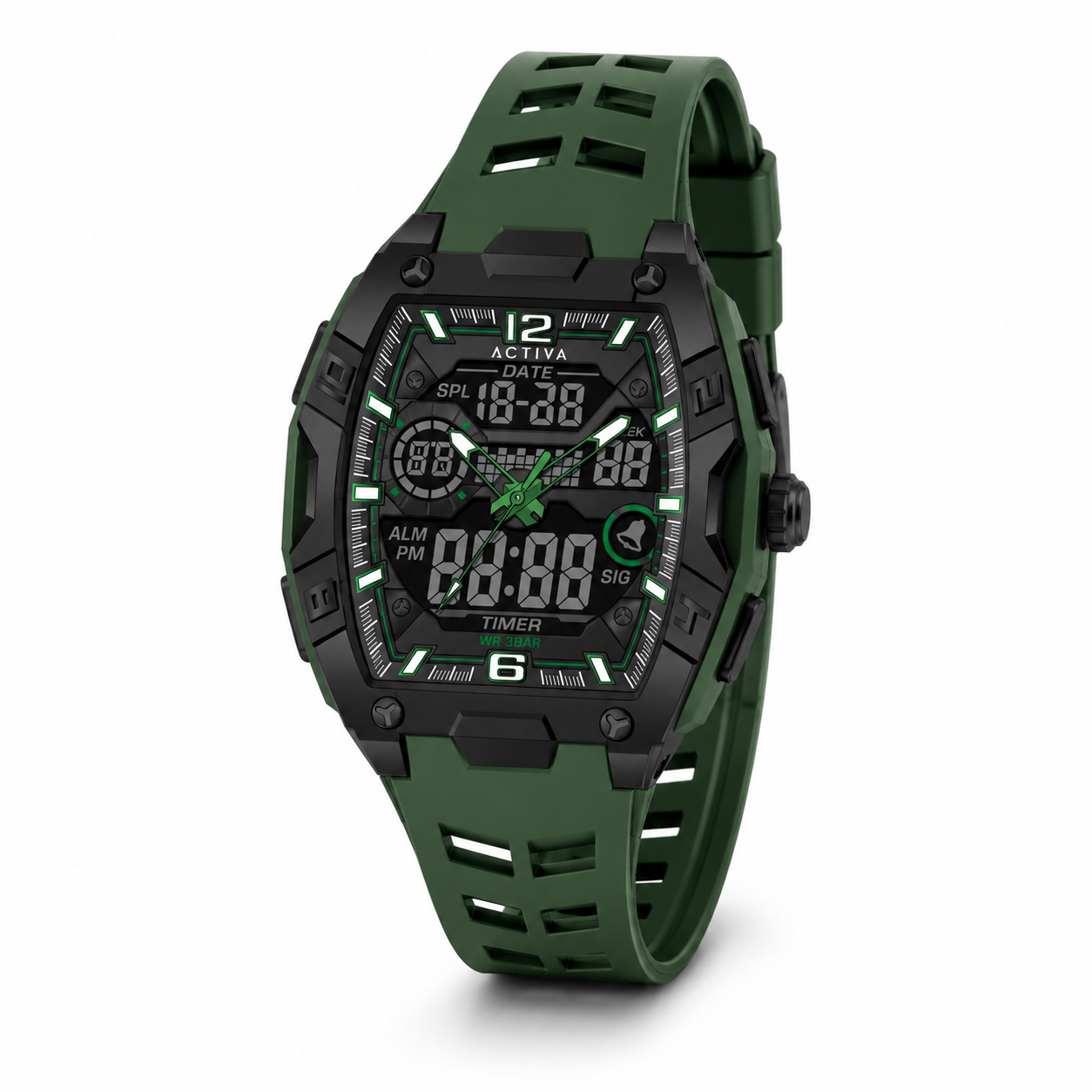 Actival Venzis X Invicta Digital Men's Watch - 50mm. Army Green (ACW8131-003)