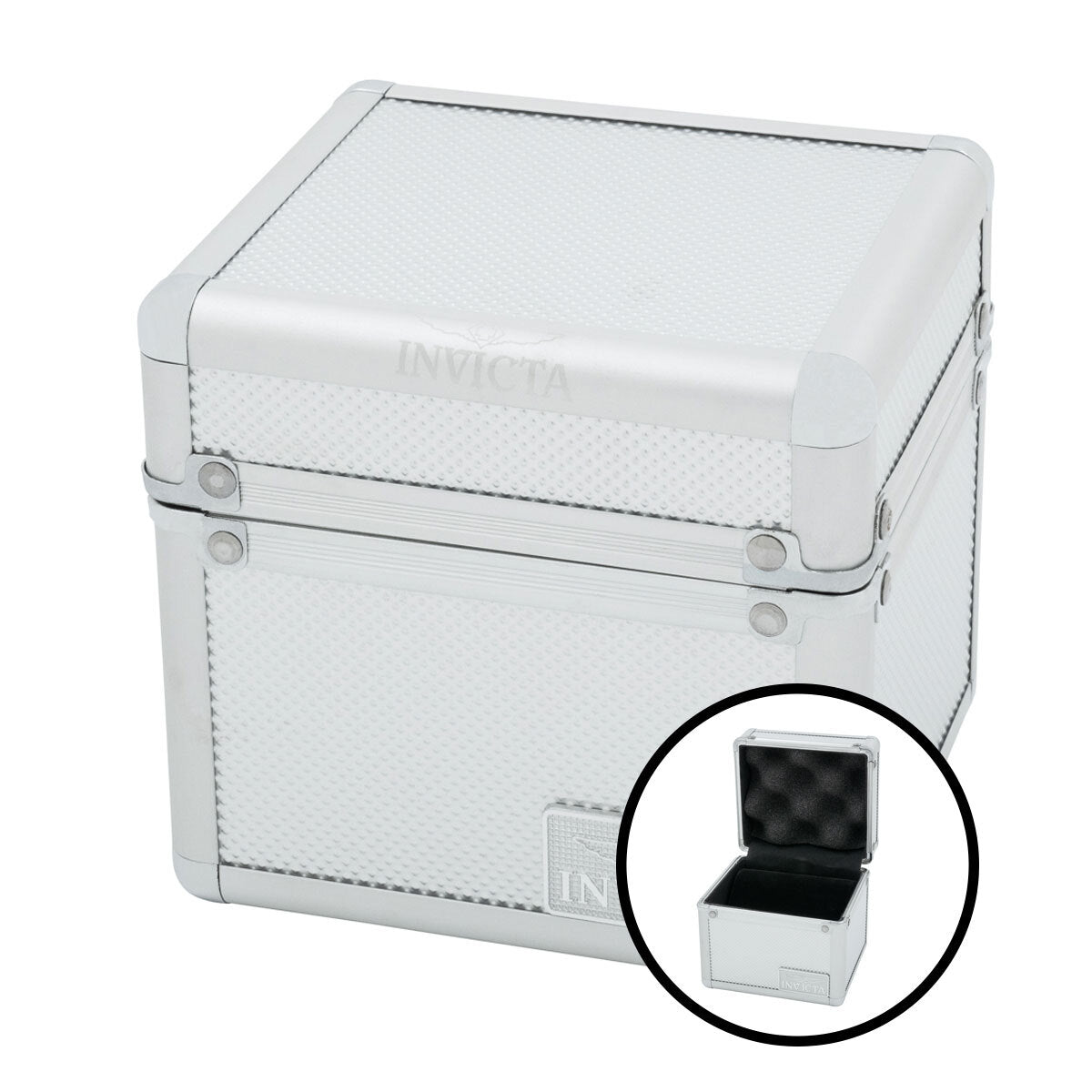 Open Box Invicta 1-Slot Aluminum Watch Box, Silver (AIC-IPM545-SIL)