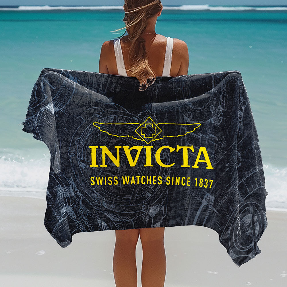 Invicta 40" x 72" 100% Cotton Beach Towel, Black (IG0311-BLK)