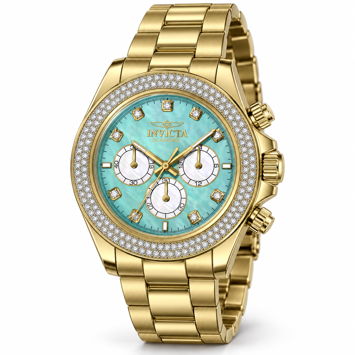 Invicta Elite Diamond Men's Watch w/ Mother of Pearl Dial - 44mm, Gold with Interchangeable Strap (51121)