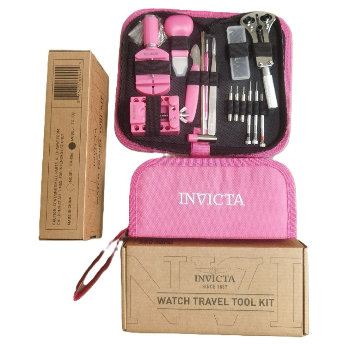 Invicta Travel Watch Repair Tool Kit. Pink/White (ITK-008)