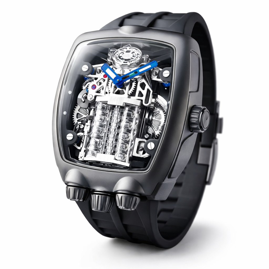 Open Box Montres Prestige Montres Prestige Automatic Men's Watch - 44mm, Black with Interchangeable Strap (AIC-MPW-0355)
