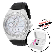 TechnoMarine Cruise California 0.5 Carat Diamond Unisex Watch w/ Mother of Pearl Dial - 40.57mm, Black, White, Red with Interchangeable Strap (TM-124026)