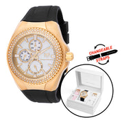 TechnoMarine Cruise California 0.5 Carat Diamond Unisex Watch w/ Mother of Pearl Dial - 40.57mm, Black, White, Light Pink with Interchangeable Strap (TM-124027)