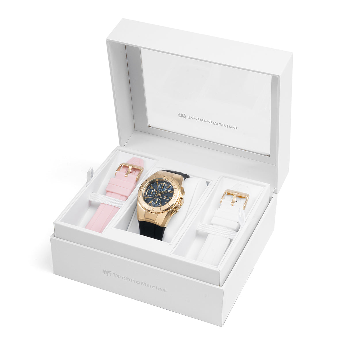 TechnoMarine Cruise Original Unisex Watch w/ Mother of Pearl Dial - 38mm. Black. White. Pink with Interchangeable Strap (TM-124034)